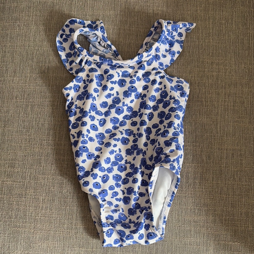 Baby Gap Blue Floral One Piece Swimsuit